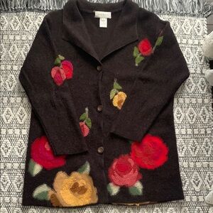 Susan Bristol Brown and Red Floral Cardigan